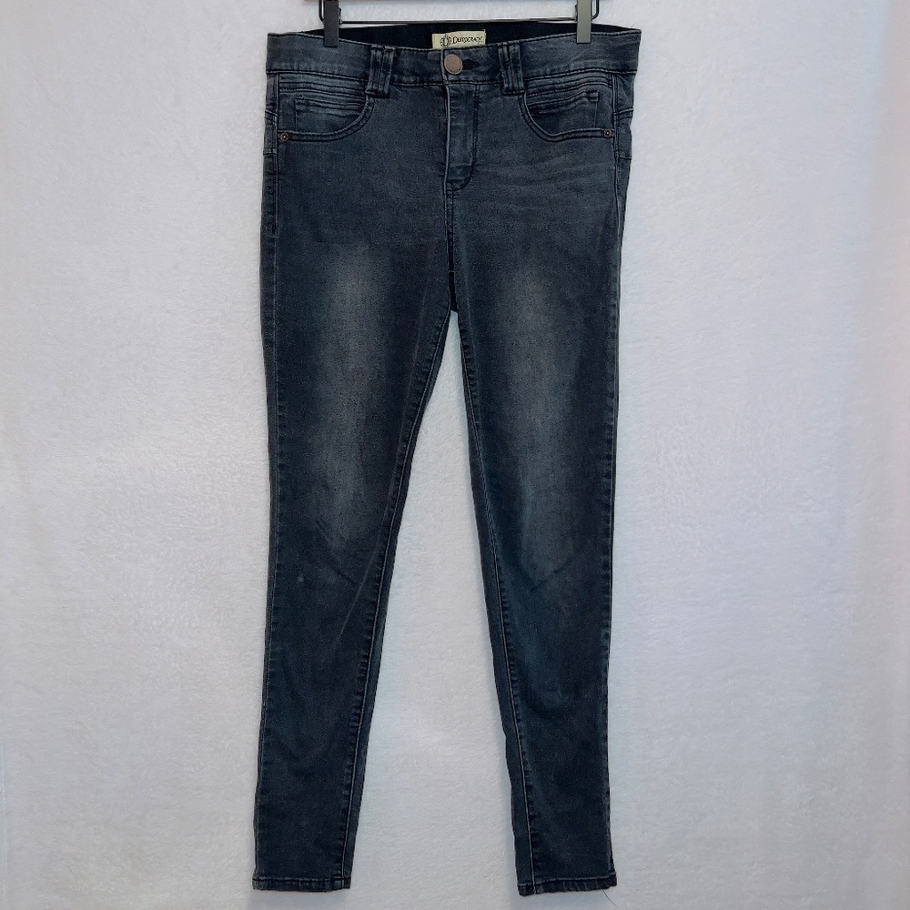 Democracy Gray Wash Denim "Ab" Technology Elastic Waistband Skinny Jeans size 10